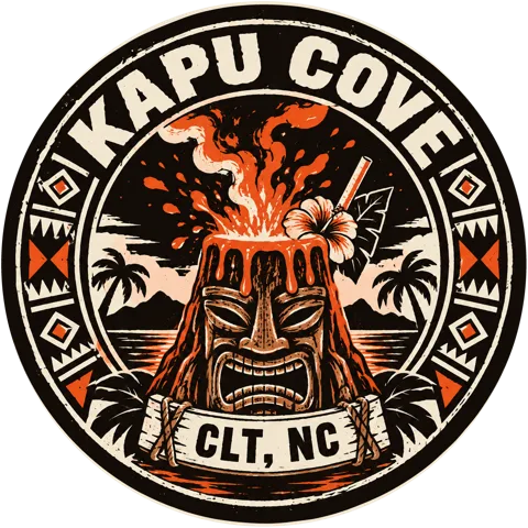 Tiki Volcano sticker, Kapu Cove CLT, NC