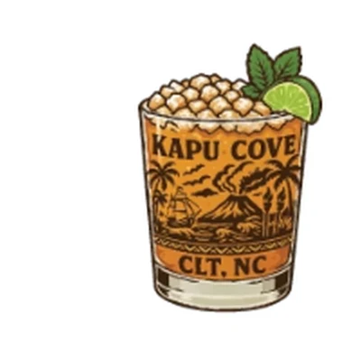 Mai Tai glass sticker, Kapu Cove CLT, NC